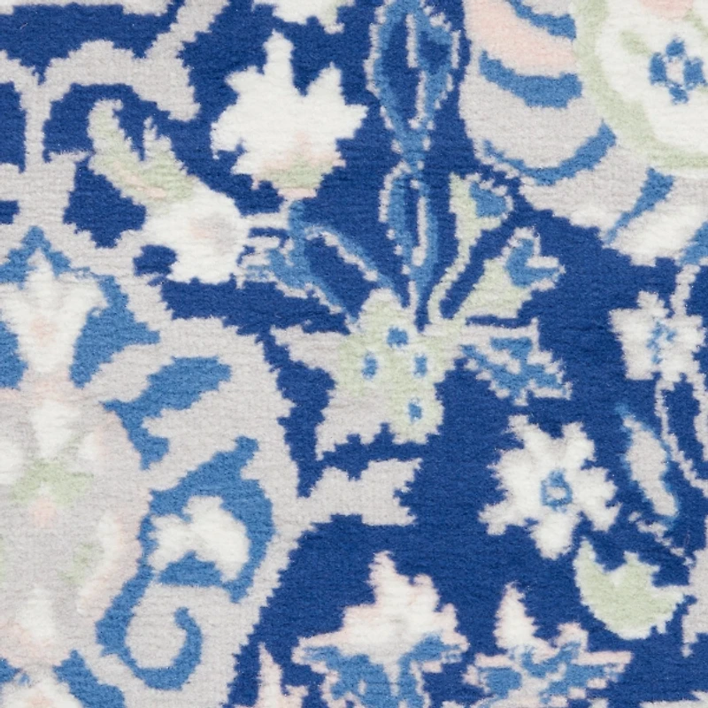 Royal Blue Floral Motif Area Rug