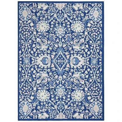 Royal Blue Floral Motif Area Rug
