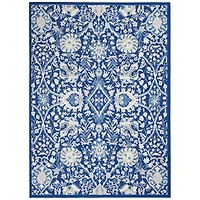 Royal Blue Floral Motif Area Rug