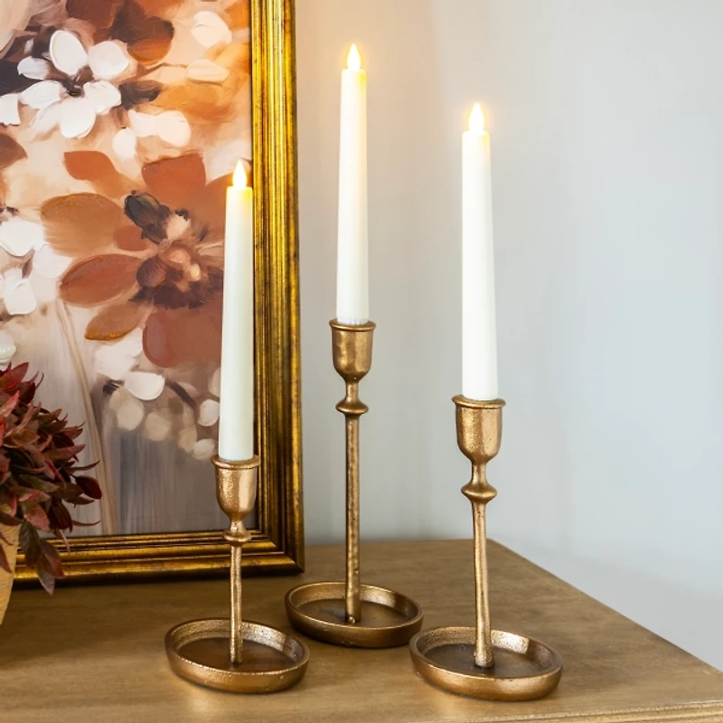 Gold Cast Iron Taper Candle Holder
