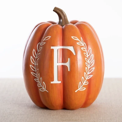 Orange Monogram F Pumpkin Statue