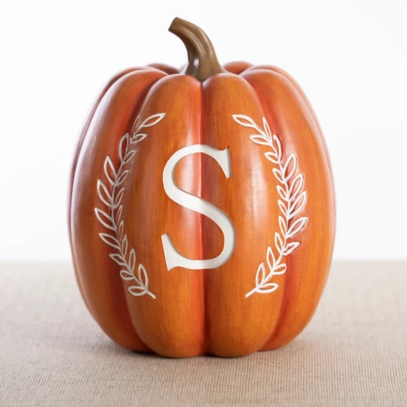 Orange Monogram S Pumpkin Statue