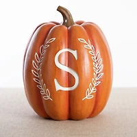 Orange Monogram S Pumpkin Statue
