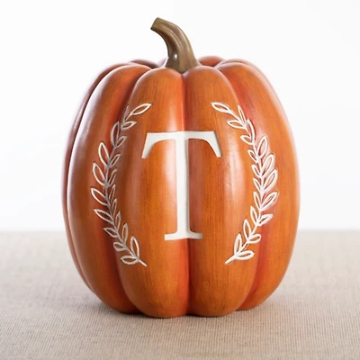 Orange Monogram T Pumpkin Statue