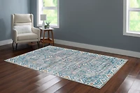 Gray and Blue Barron Washable Area Rug, 5x7