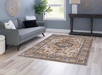 Ivory and Gold Julian Washable Area Rug, 5x7