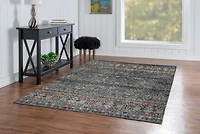 Teal and Ivory Grant Washable Area Rug, 5x7