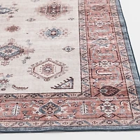 Raquel Red and Ivory Washable Area Rug, 7x9