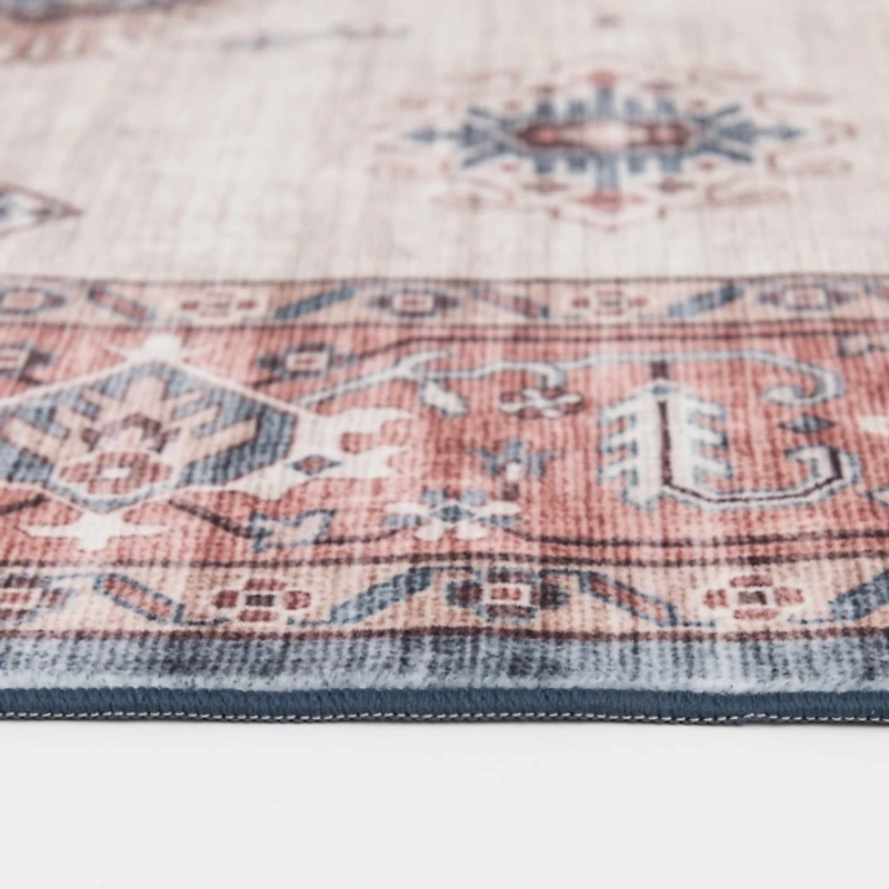 Raquel Red and Ivory Washable Area Rug, 7x9