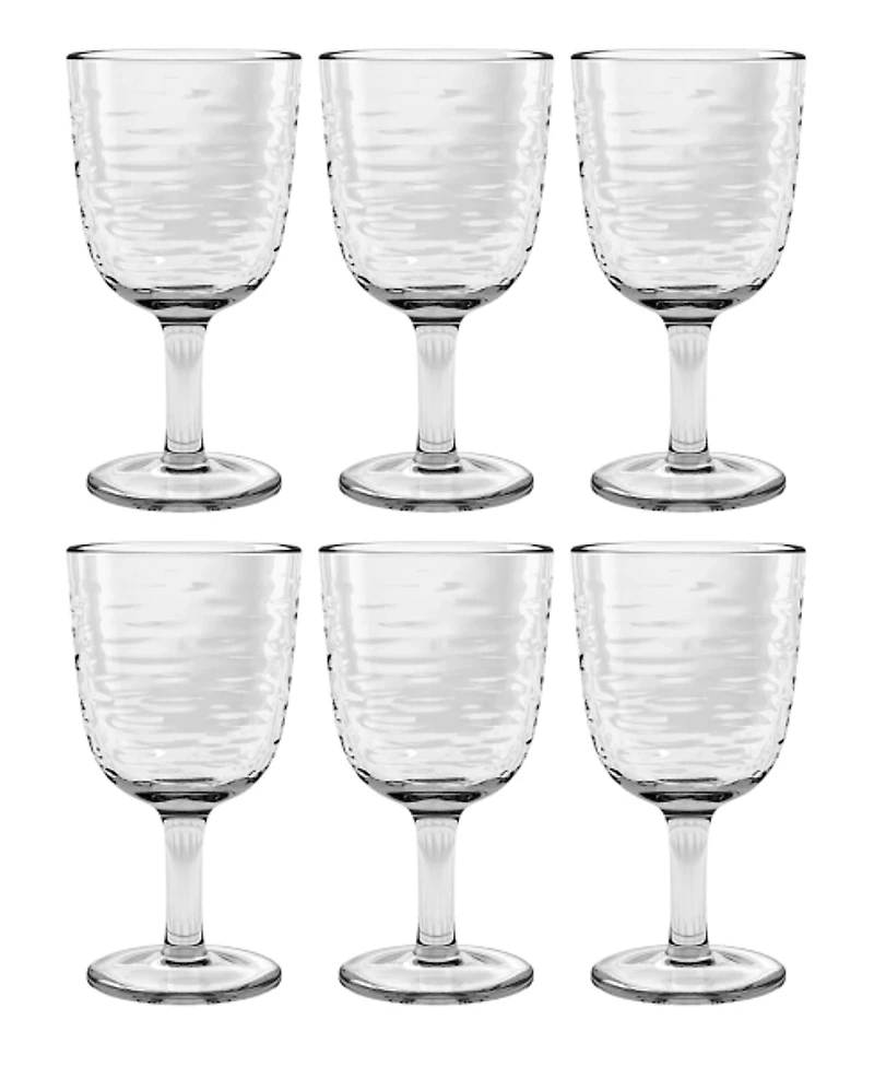 Ripple Clear Shatterproof Goblet Glasses, Set of 6