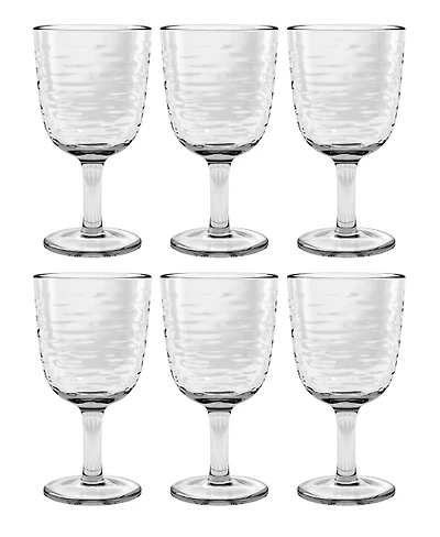 Ripple Clear Shatterproof Goblet Glasses, Set of 6