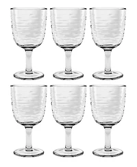 Ripple Clear Shatterproof Goblet Glasses, Set of 6