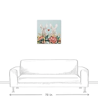 Floral Bunny Couple Canvas Art Print