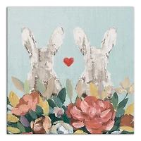 Floral Bunny Couple Canvas Art Print