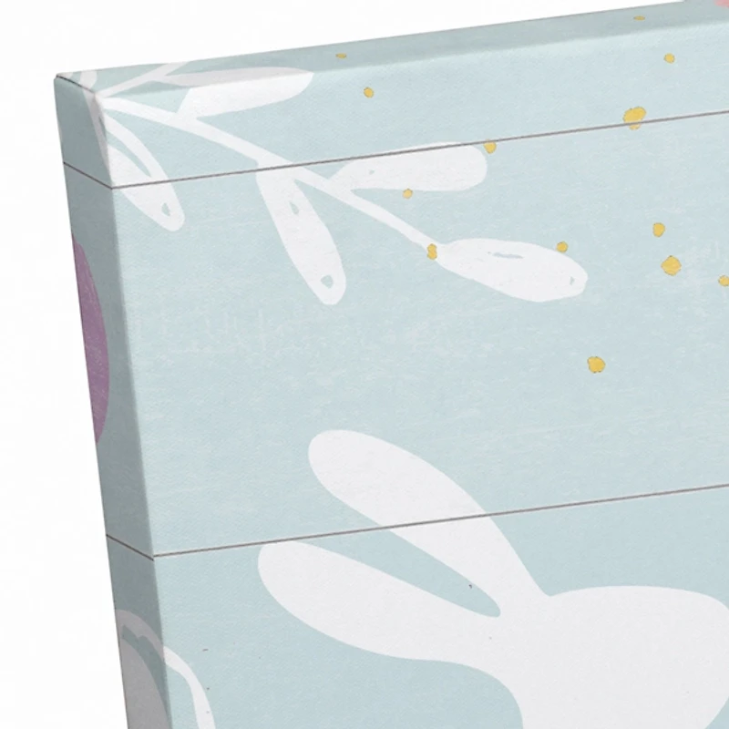 Blue Hoppy Easter Canvas Wall Plaque