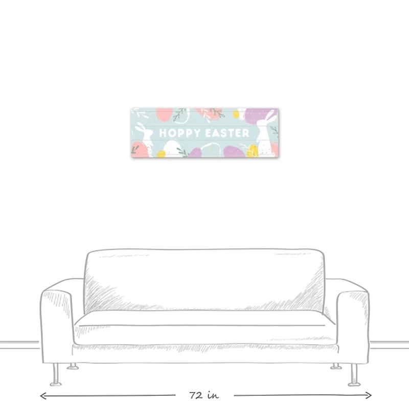 Blue Hoppy Easter Canvas Wall Plaque