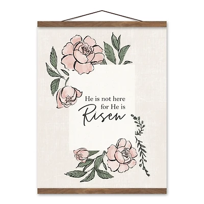 He Has Risen Teak Hanging Canvas Art Print