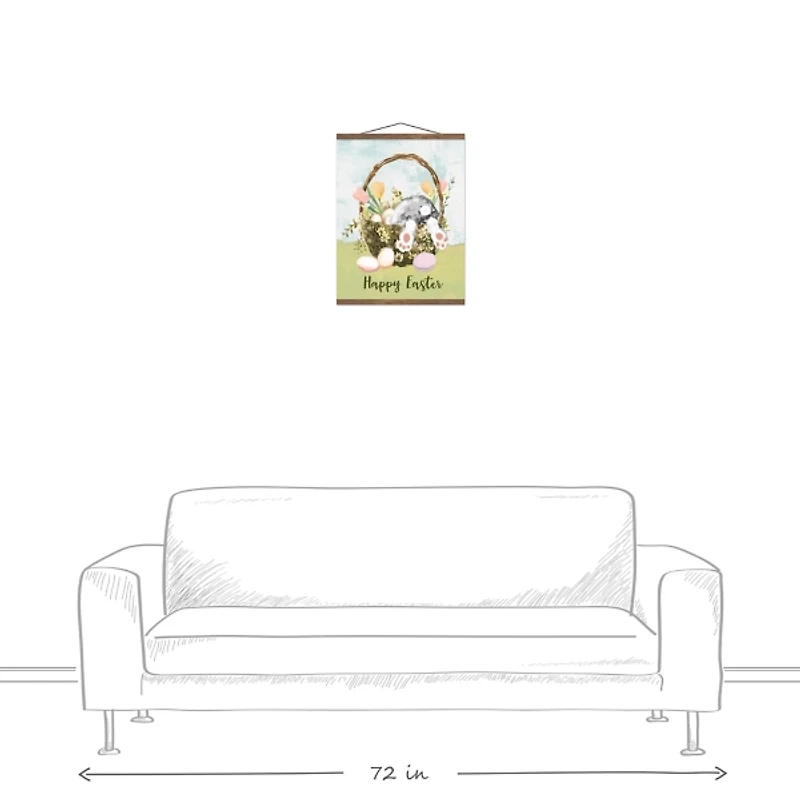 Easter Basket Bunny Teak Hanging Canvas Art Print