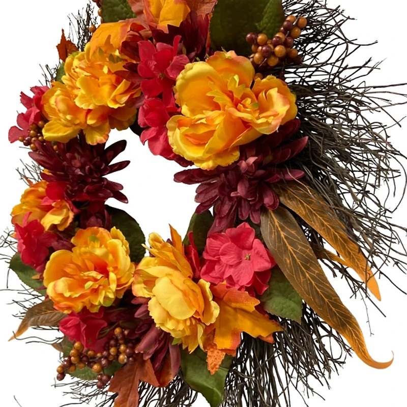 Peony and Mum Floral Wreath