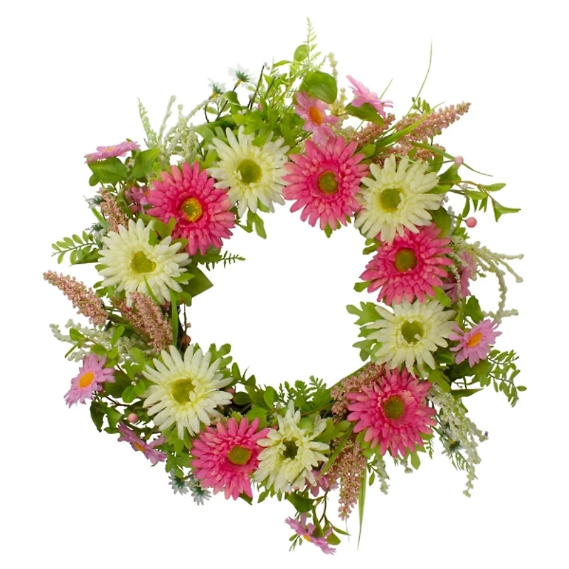 Pink and White Chrysanthemum and Berry Wreath