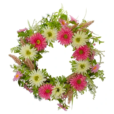 Pink and White Chrysanthemum and Berry Wreath