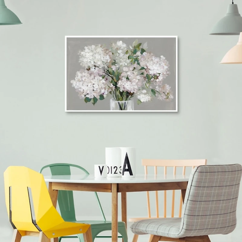 Blushing Hydrangeas Framed Canvas Art Print