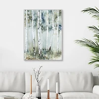 Birch Blue Forest Framed Canvas Art Print