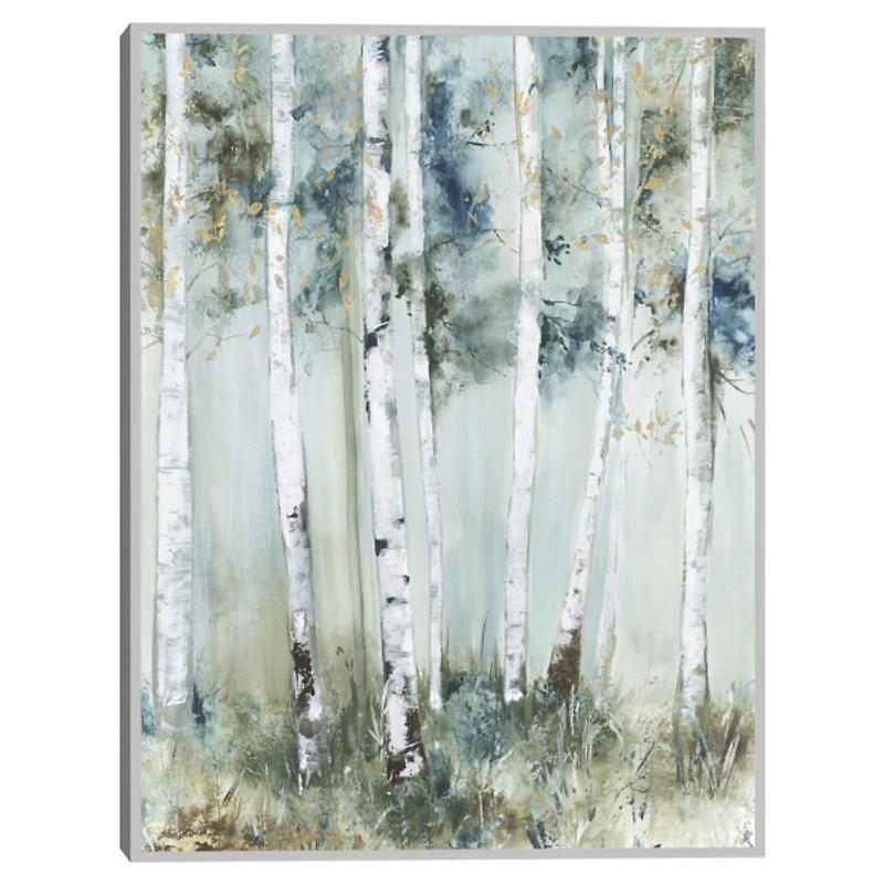 Birch Blue Forest Framed Canvas Art Print