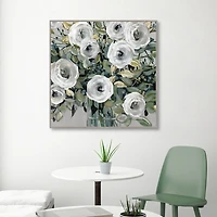 White Rose Parade Framed Canvas Art Print