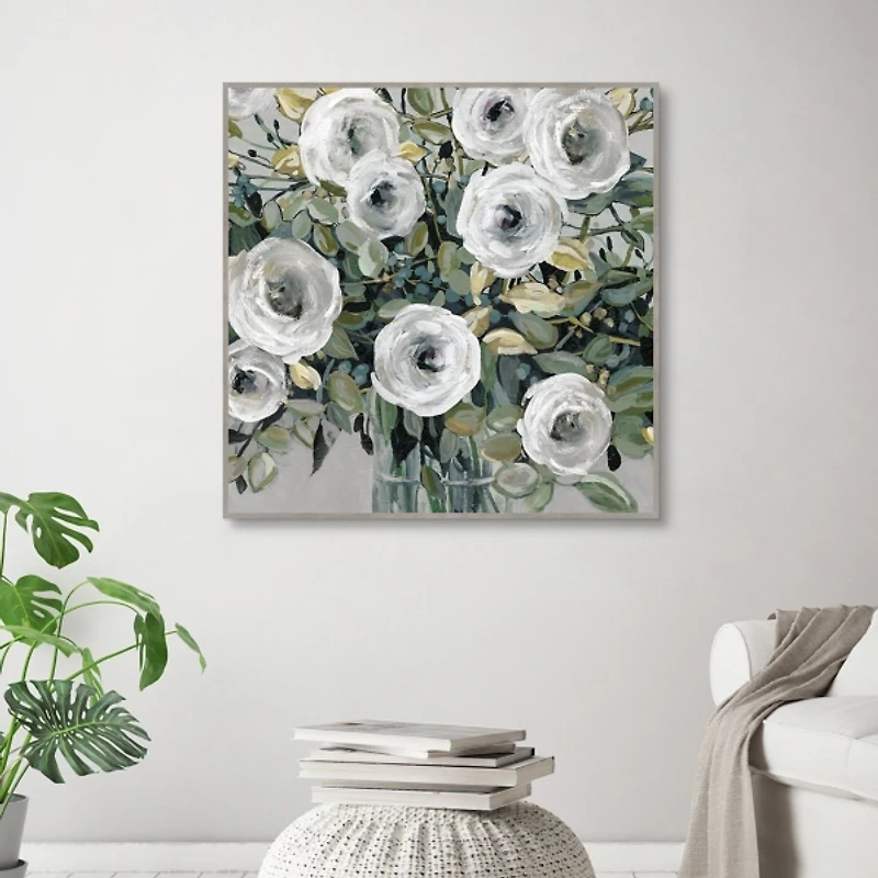 White Rose Parade Framed Canvas Art Print