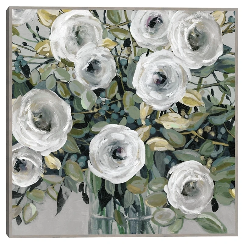 White Rose Parade Framed Canvas Art Print