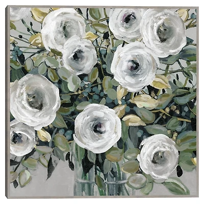 White Rose Parade Framed Canvas Art Print