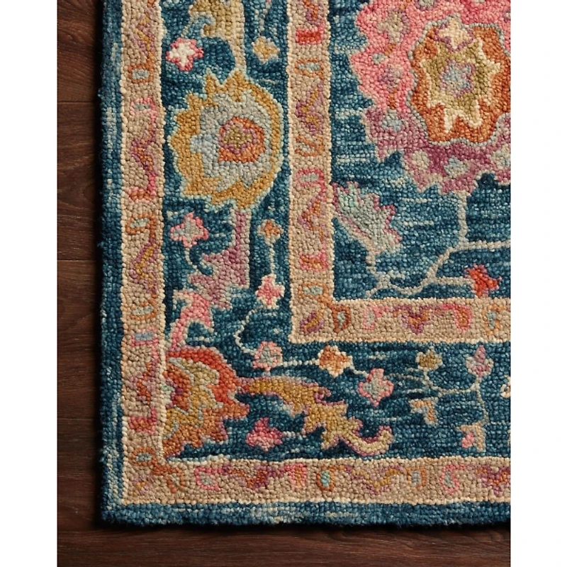 Blue Floral Fernanda Wool Area Rug, 5x7