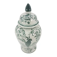 Green Ceramic Chinoiserie Jar