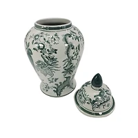 Green Ceramic Chinoiserie Jar