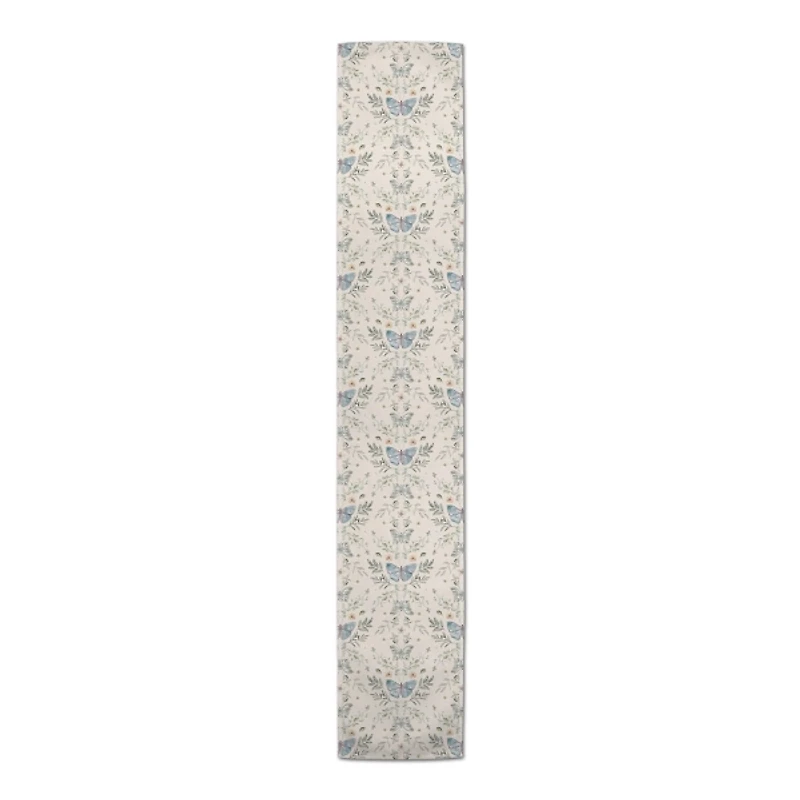Cream Botanical Butterfly Table Runner, 90 in.