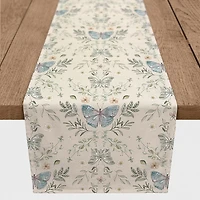 Cream Botanical Butterfly Table Runner, 90 in.