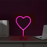 Neon Pink LED Heart Tabletop Sign