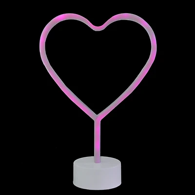 Neon Pink LED Heart Tabletop Sign