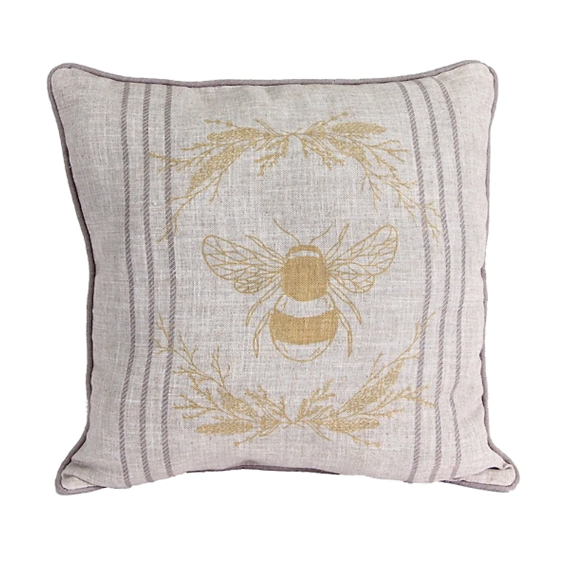 Yellow Bee and Laurels Pillow