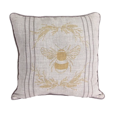 Yellow Bee and Laurels Pillow