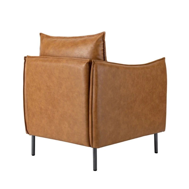 Camel Vegan Leather Flange Club Accent Chair