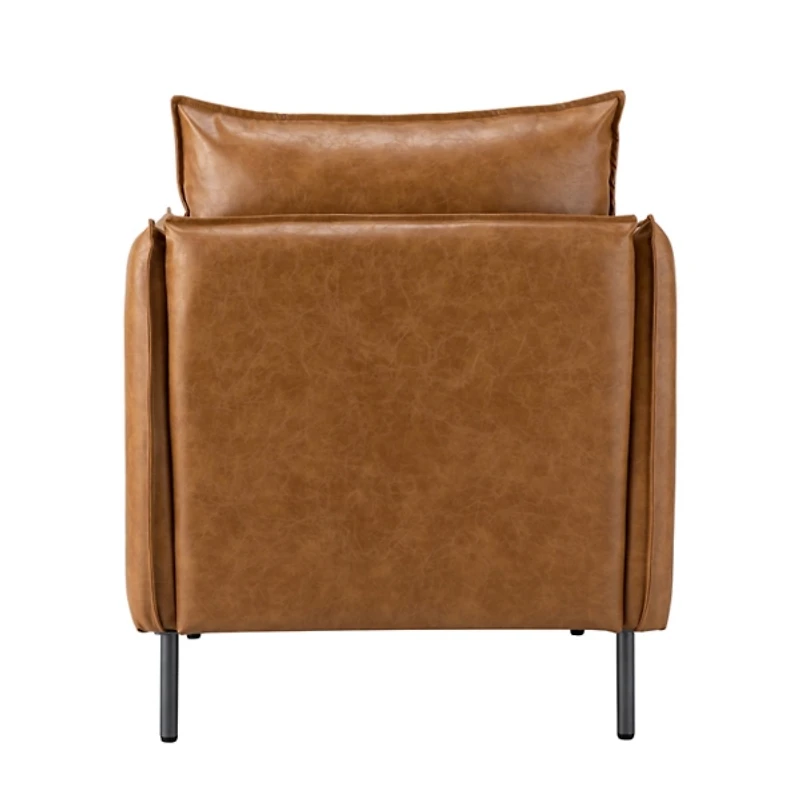 Camel Vegan Leather Flange Club Accent Chair