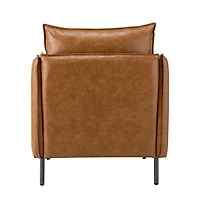 Camel Vegan Leather Flange Club Accent Chair