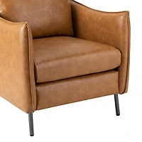 Camel Vegan Leather Flange Club Accent Chair