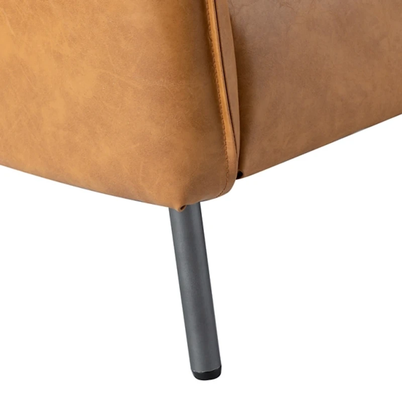 Camel Vegan Leather Flange Club Accent Chair