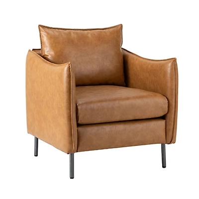 Camel Vegan Leather Flange Club Accent Chair