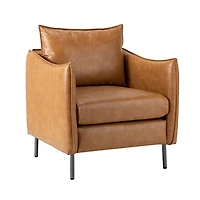 Camel Vegan Leather Flange Club Accent Chair