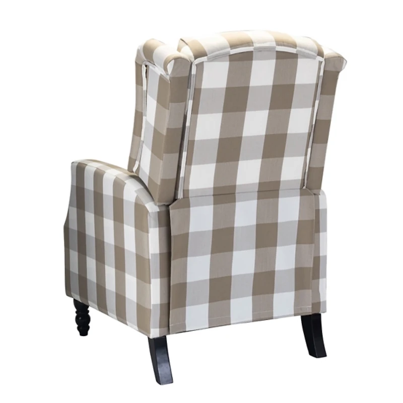 Beige Windowpane Plaid Recliner