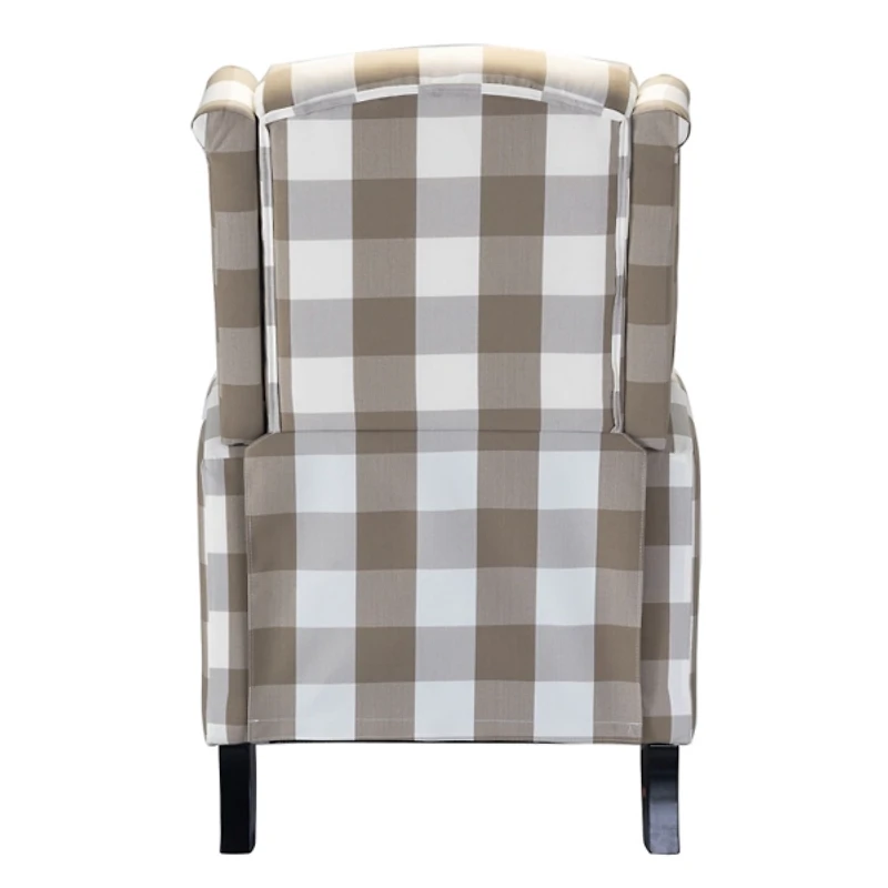 Beige Windowpane Plaid Recliner